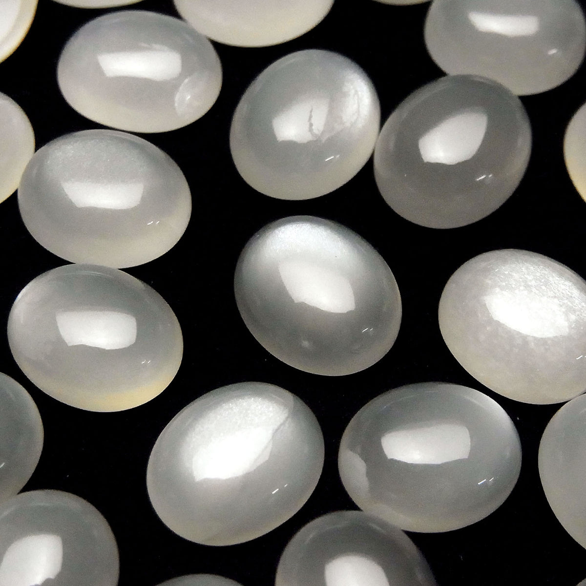 White Moonstone AAA- Oval Cabochon 12x10mm 2pcs