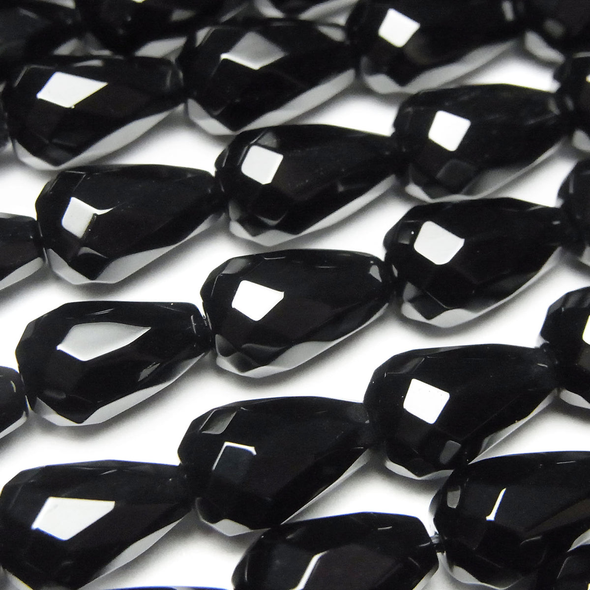 Onyx Vertical Hole Faceted Drop 12x8x8mm half or 1strand beads (aprx.15inch/36cm)