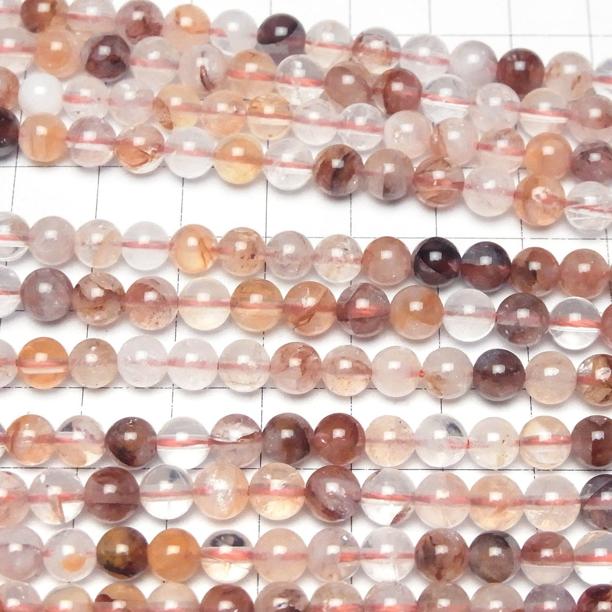 Red Hematoid Quartz Round 6mm 1strand beads (aprx.15inch/36cm)