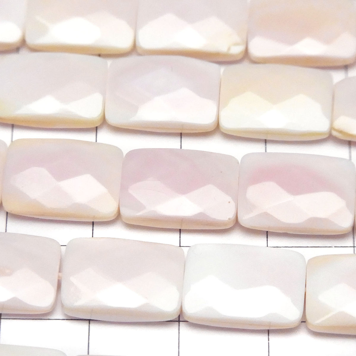 Queen Concrete Shell AAA- Faceted Rectangle 14 x 10 x 4 mm half or 1strand beads (aprx.15 inch / 38 cm)