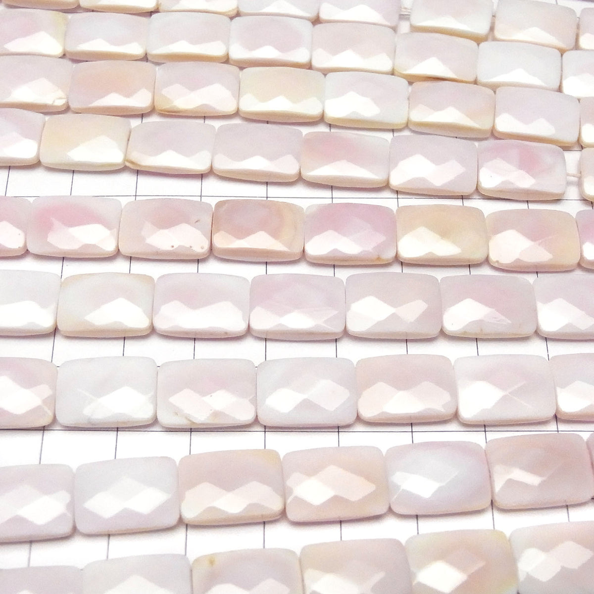 Queen Concrete Shell AAA- Faceted Rectangle 14 x 10 x 4 mm half or 1strand beads (aprx.15 inch / 38 cm)