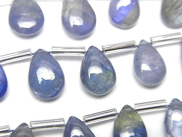 [Video]High Quality Bi-Color Tanzanite AAA- Pear shape (Smooth) half or 1strand beads (aprx.7inch/18cm)