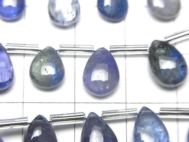 [Video]High Quality Bi-Color Tanzanite AAA- Pear shape (Smooth) half or 1strand beads (aprx.7inch/18cm)