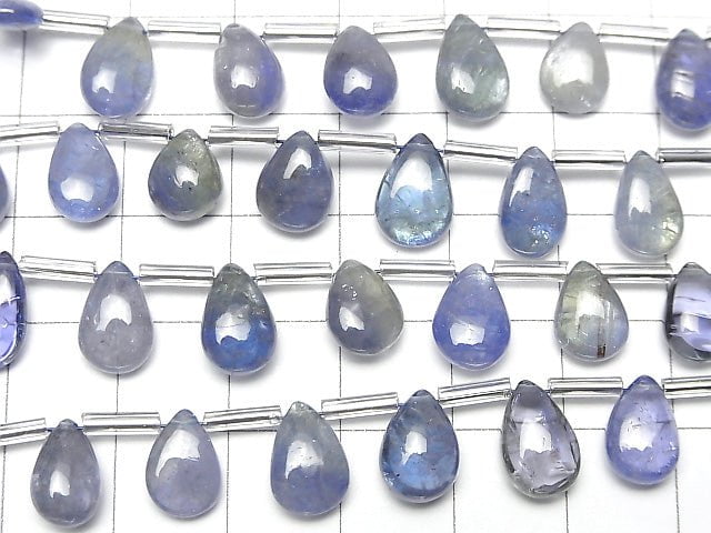 [Video]High Quality Bi-Color Tanzanite AAA- Pear shape (Smooth) half or 1strand beads (aprx.7inch/18cm)