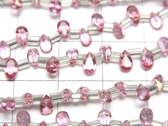 [Video]High Quality Pink Topaz AAA Pear shape Faceted 5x3mm 1strand (38pcs )