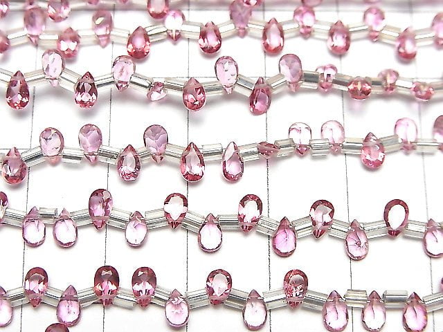 [Video]High Quality Pink Topaz AAA Pear shape Faceted 5x3mm 1strand (38pcs )