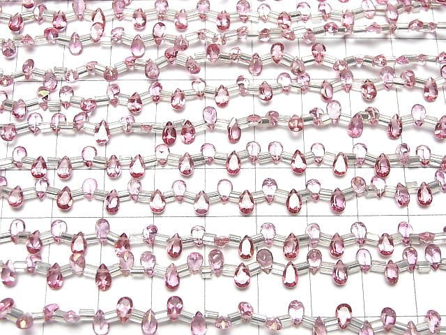 [Video]High Quality Pink Topaz AAA Pear shape Faceted 5x3mm 1strand (38pcs )