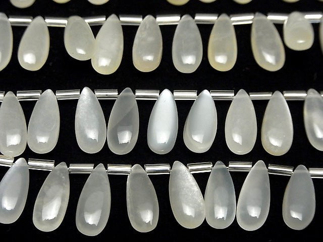 [Video] High Quality White Moonstone AAA- Pear shape (Smooth) 15x6mm half or 1strand (18pcs)