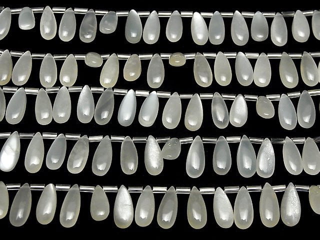 [Video] High Quality White Moonstone AAA- Pear shape (Smooth) 15x6mm half or 1strand (18pcs)