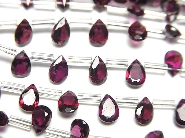 [Video]High Quality Rhodolite Garnet AAA Pear shape Faceted 6x4mm 1strand (18pcs )