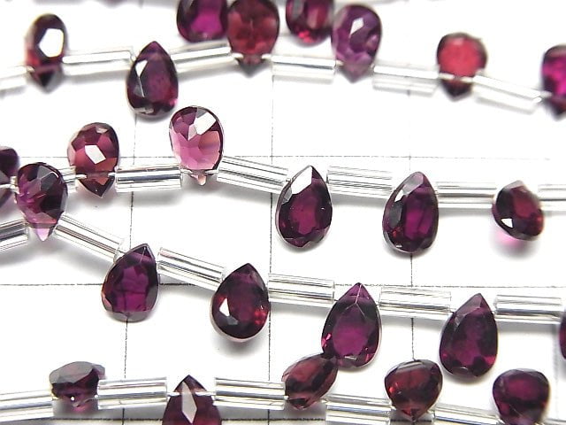 [Video]High Quality Rhodolite Garnet AAA Pear shape Faceted 6x4mm 1strand (18pcs )