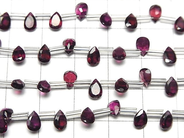 [Video]High Quality Rhodolite Garnet AAA Pear shape Faceted 6x4mm 1strand (18pcs )