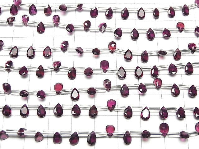 [Video]High Quality Rhodolite Garnet AAA Pear shape Faceted 6x4mm 1strand (18pcs )