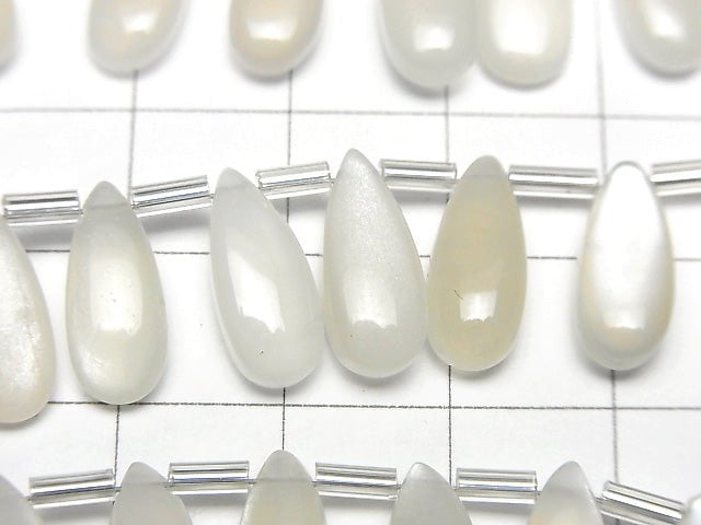 [Video] High Quality White Moonstone AAA- Pear shape (Smooth) 15x6mm half or 1strand (18pcs)