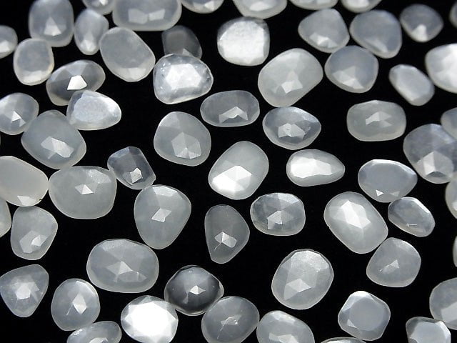 [Video] High Quality White Moonstone AAA Undrilled Free Form Single Sided Rose Cut 5pcs $7.79-!