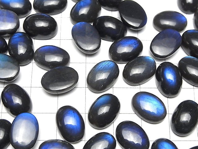 [Video] High Quality Black Labradorite AAA Oval Cabochon 14x10mm 1pc