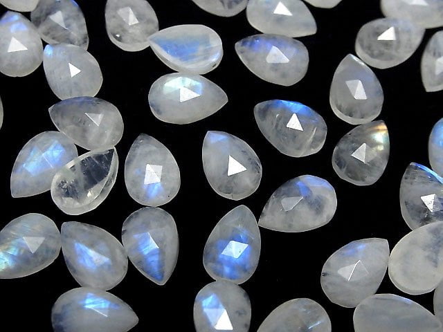 [Video] High Quality Rainbow Moonstone AA++ Pear shape Rose Cut 12x8mm 2pcs