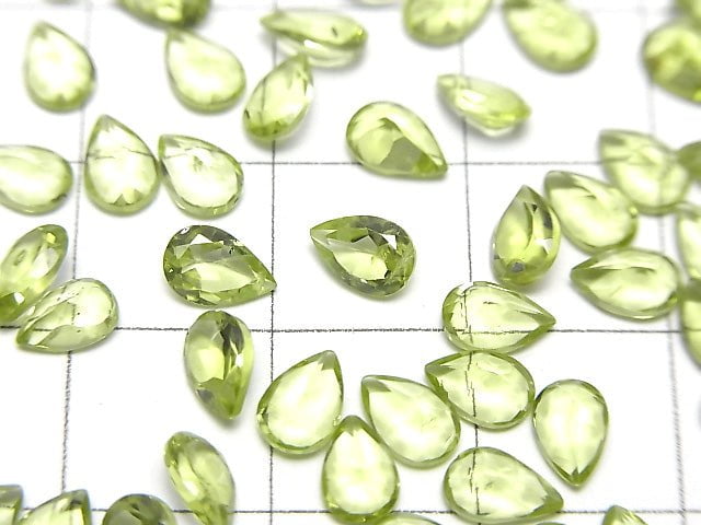 [Video] High Quality Peridot AAA Undrilled Pear shape Faceted 6x4mm 5pcs