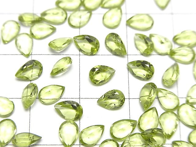 [Video] High Quality Peridot AAA Undrilled Pear shape Faceted 6x4mm 5pcs