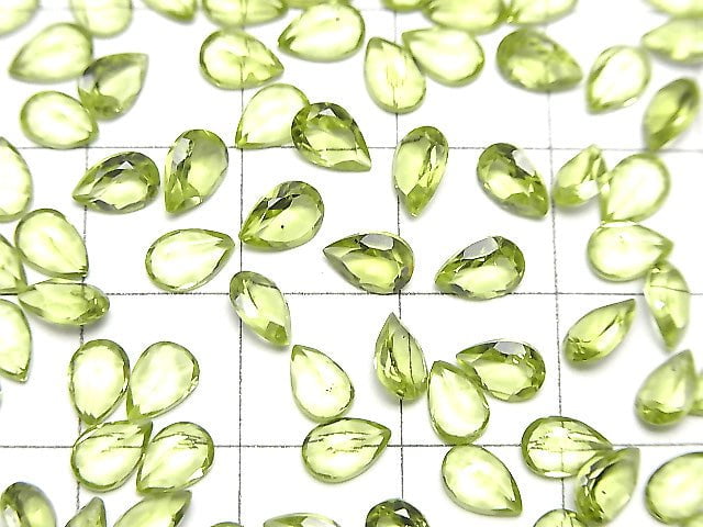 [Video] High Quality Peridot AAA Undrilled Pear shape Faceted 6x4mm 5pcs