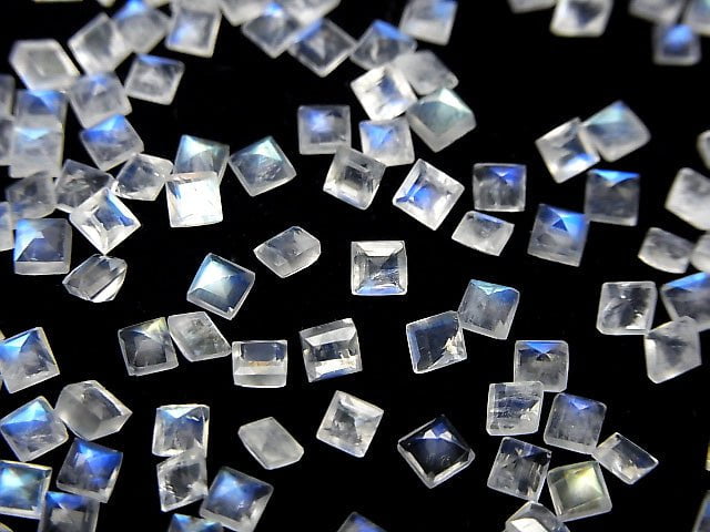 [Video]High Quality Rainbow Moonstone AAA Loose stone Square Faceted 3x3mm 10pcs