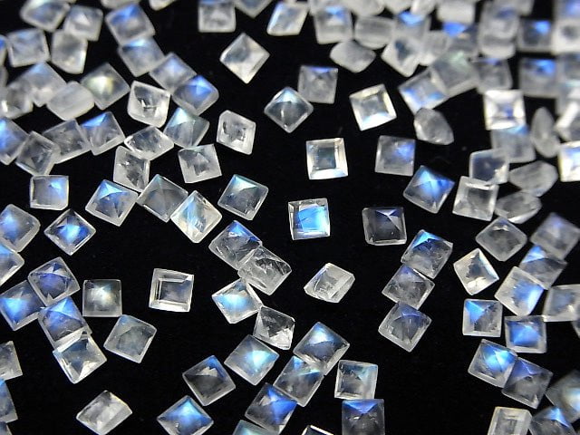 [Video]High Quality Rainbow Moonstone AAA Loose stone Square Faceted 3x3mm 10pcs