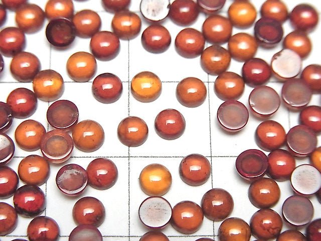 [Video] High Quality Hessonite Garnet AAA Round Cabochon 4x4mm 10pcs