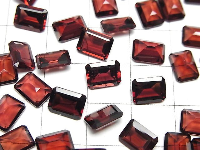 [Video]High Quality Mozambique Garnet AAA Loose stone Rectangle Faceted 8x6mm 4pcs