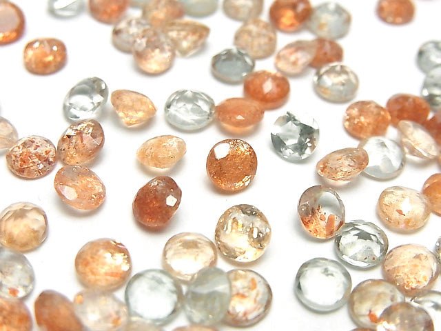 [Video]High Quality Multicolor Sunstone AAA Loose stone Round Faceted 5x5mm 10pcs