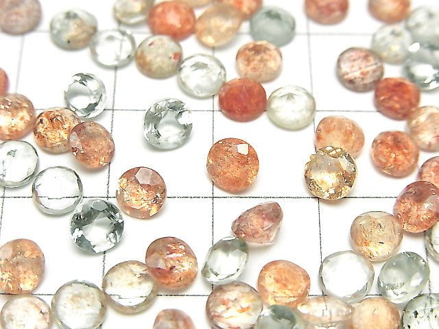 [Video]High Quality Multicolor Sunstone AAA Loose stone Round Faceted 5x5mm 10pcs