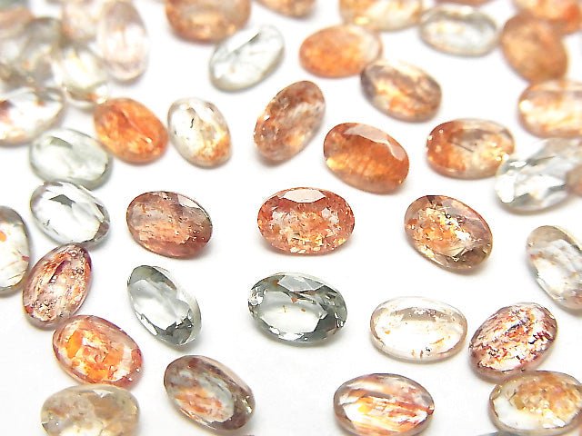 [Video]High Quality Multicolor Sunstone AAA Loose stone Oval Faceted 6x4mm 10pcs