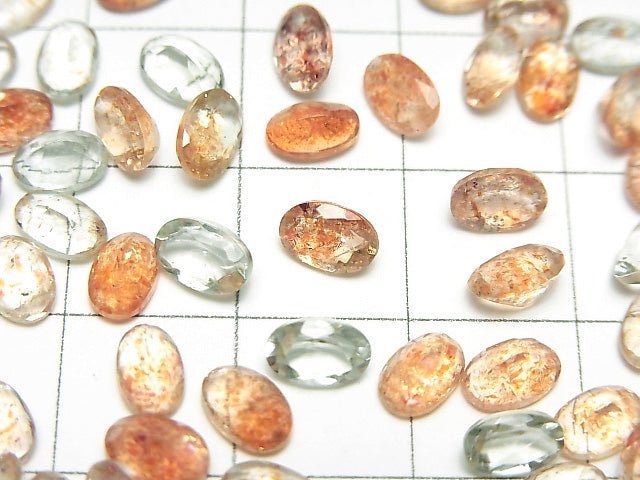 [Video]High Quality Multicolor Sunstone AAA Loose stone Oval Faceted 6x4mm 10pcs