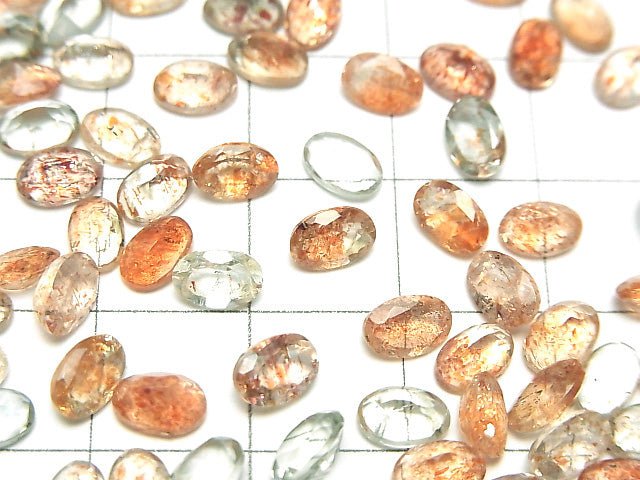 [Video]High Quality Multicolor Sunstone AAA Loose stone Oval Faceted 6x4mm 10pcs