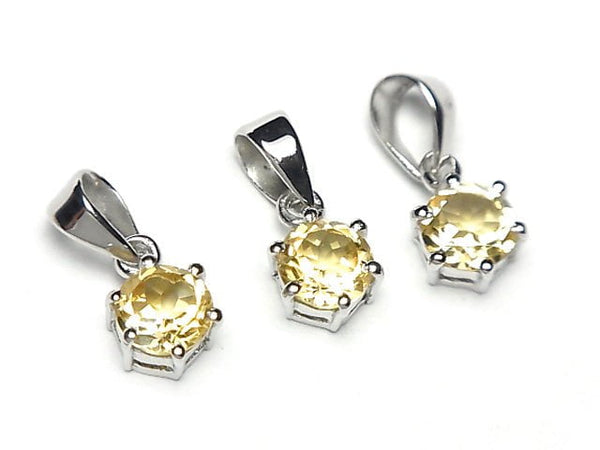 [Video] High Quality Citrine AAA Round Faceted Pendant 7x6x4mm Silver925