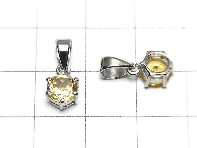 [Video] High Quality Citrine AAA Round Faceted Pendant 7x6x4mm Silver925