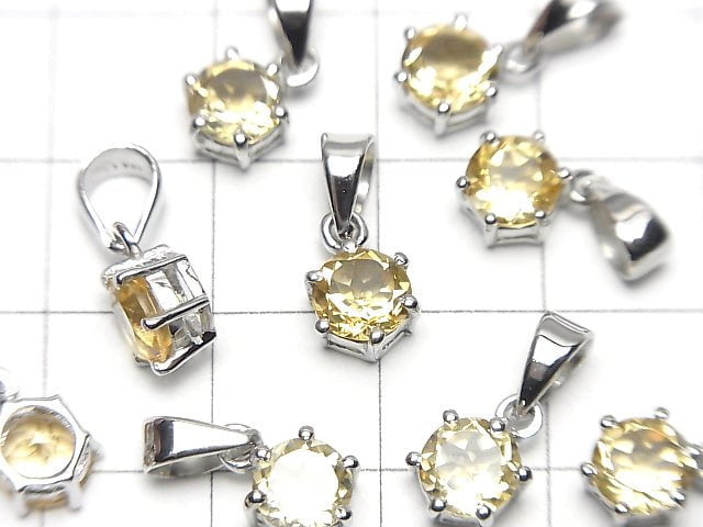 [Video] High Quality Citrine AAA Round Faceted Pendant 7x6x4mm Silver925