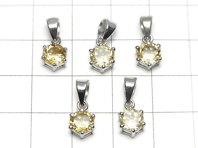 [Video] High Quality Citrine AAA Round Faceted Pendant 7x6x4mm Silver925