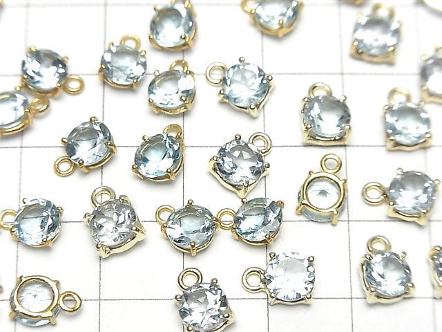 [Video] High Quality Sky Blue Topaz AAA Bezel Setting Round Faceted 6x6mm 18KGP 2pcs $5.79!