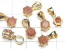 [Video] High Quality Sunstone AAA- Round Faceted Pendant 7x6x4mm 18KGP