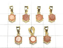 [Video] High Quality Sunstone AAA- Round Faceted Pendant 7x6x4mm 18KGP