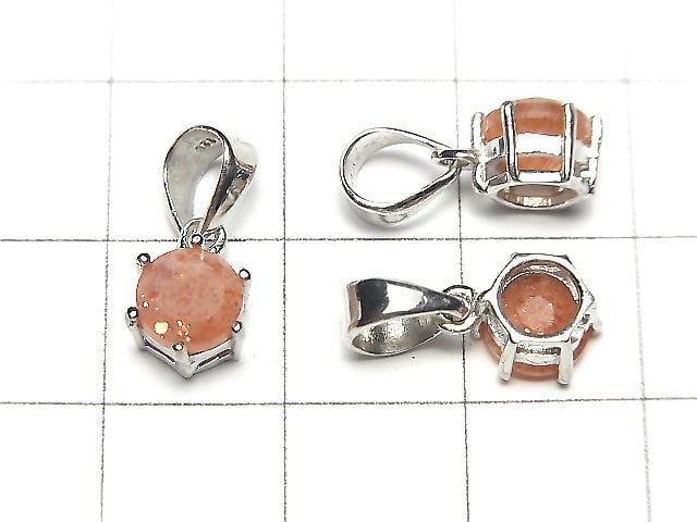 [Video] High Quality Sunstone AAA- Round Faceted Pendant 7x6x4mm Silver925