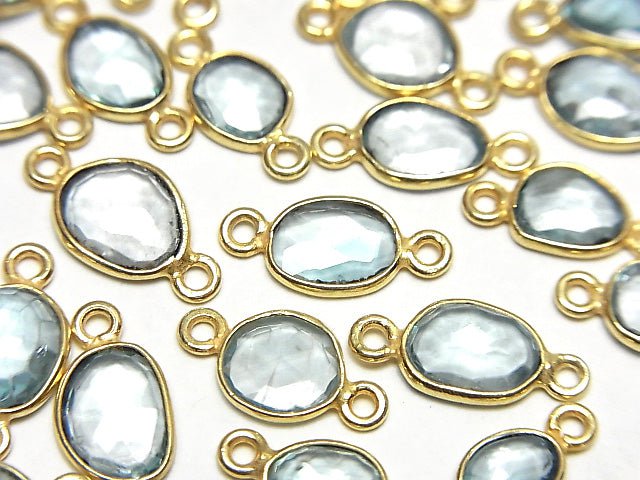 [Video]High Quality Natural Blue Zircon AAA- Bezel Setting Freeform Rose Cut [Both Side ] 18KGP 5pcs