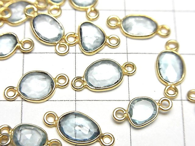 [Video]High Quality Natural Blue Zircon AAA- Bezel Setting Freeform Rose Cut [Both Side ] 18KGP 5pcs