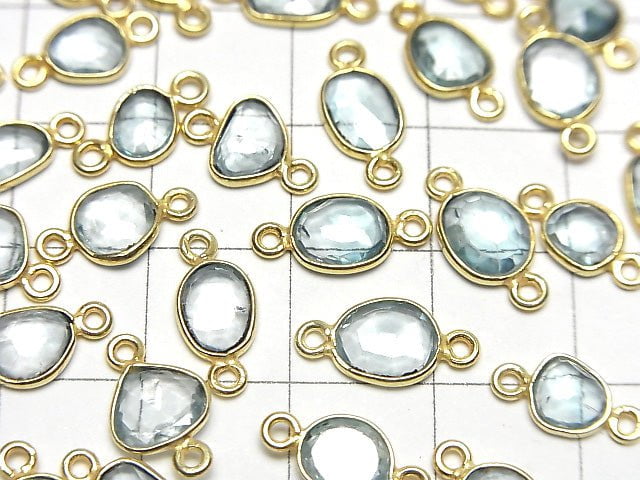 [Video]High Quality Natural Blue Zircon AAA- Bezel Setting Freeform Rose Cut [Both Side ] 18KGP 5pcs