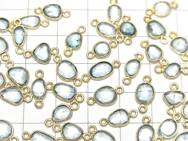 [Video]High Quality Natural Blue Zircon AAA- Bezel Setting Freeform Rose Cut [Both Side ] 18KGP 5pcs