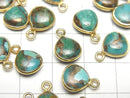 [Video] Blue Copper Turquoise AAA Bezel Setting Chestnut 9x9mm 18KGP 3pcs