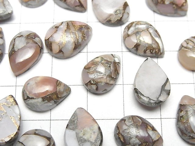 [Video]Copper Pink Opal AAA Pear shape Cabochon 14x10mm 2pcs