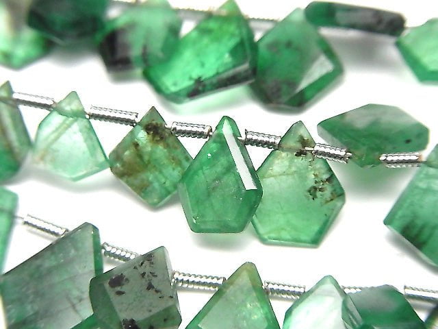 [Video] High Quality Emerald AAA- Rough Slice Faceted half or 1strand beads (aprx.7inch / 18cm)