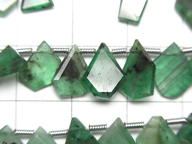 [Video] High Quality Emerald AAA- Rough Slice Faceted half or 1strand beads (aprx.7inch / 18cm)