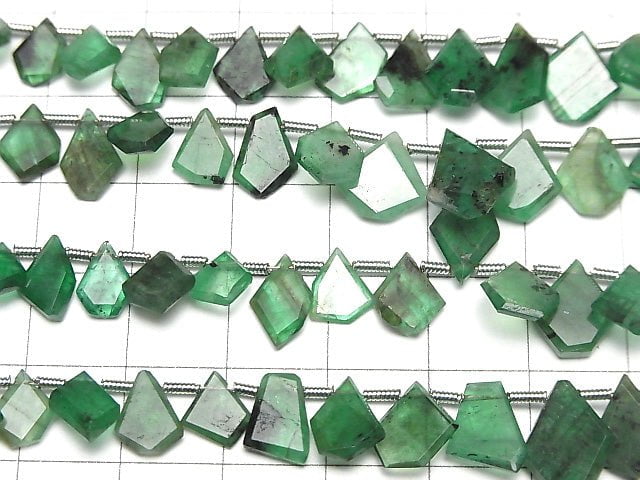 [Video] High Quality Emerald AAA- Rough Slice Faceted half or 1strand beads (aprx.7inch / 18cm)